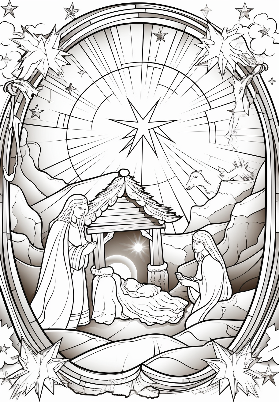 Coloring Page of Manger Jesus Born