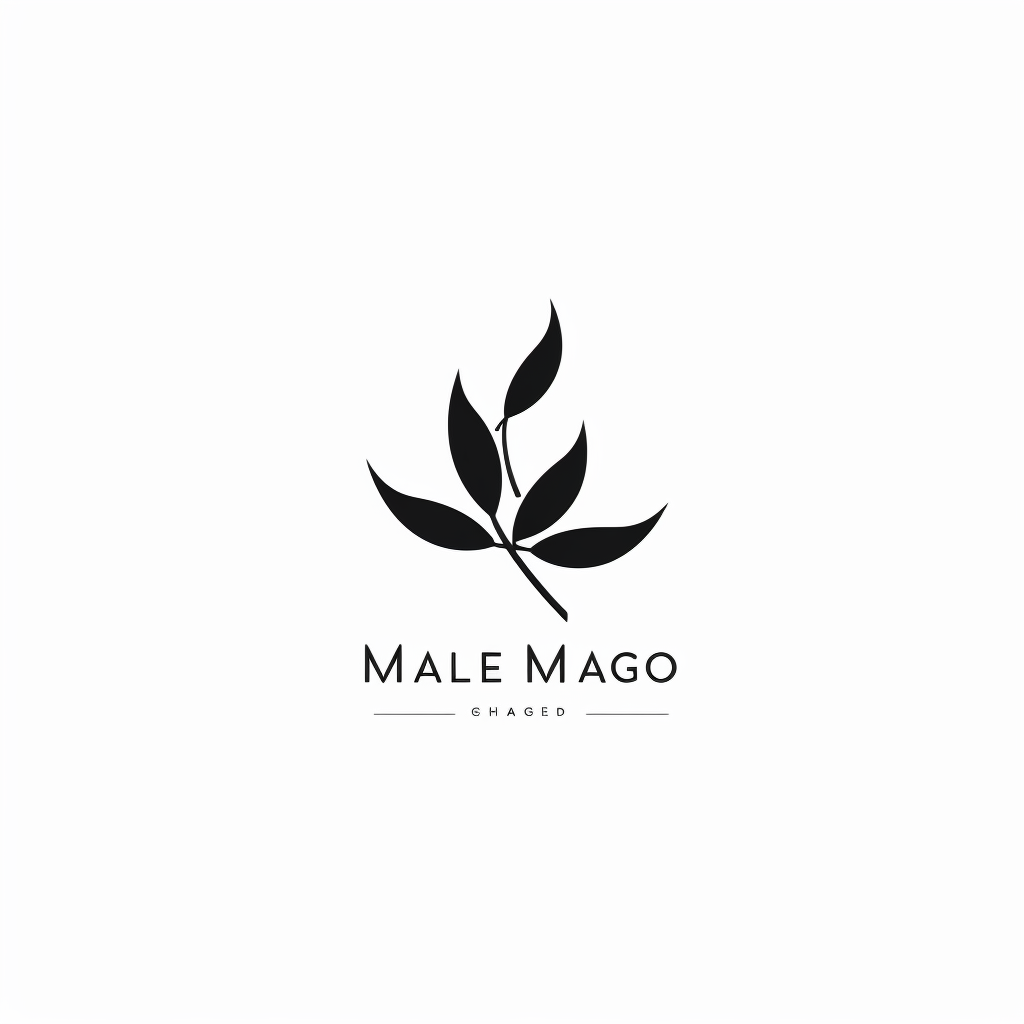 Minimalist black and white mango quill logo