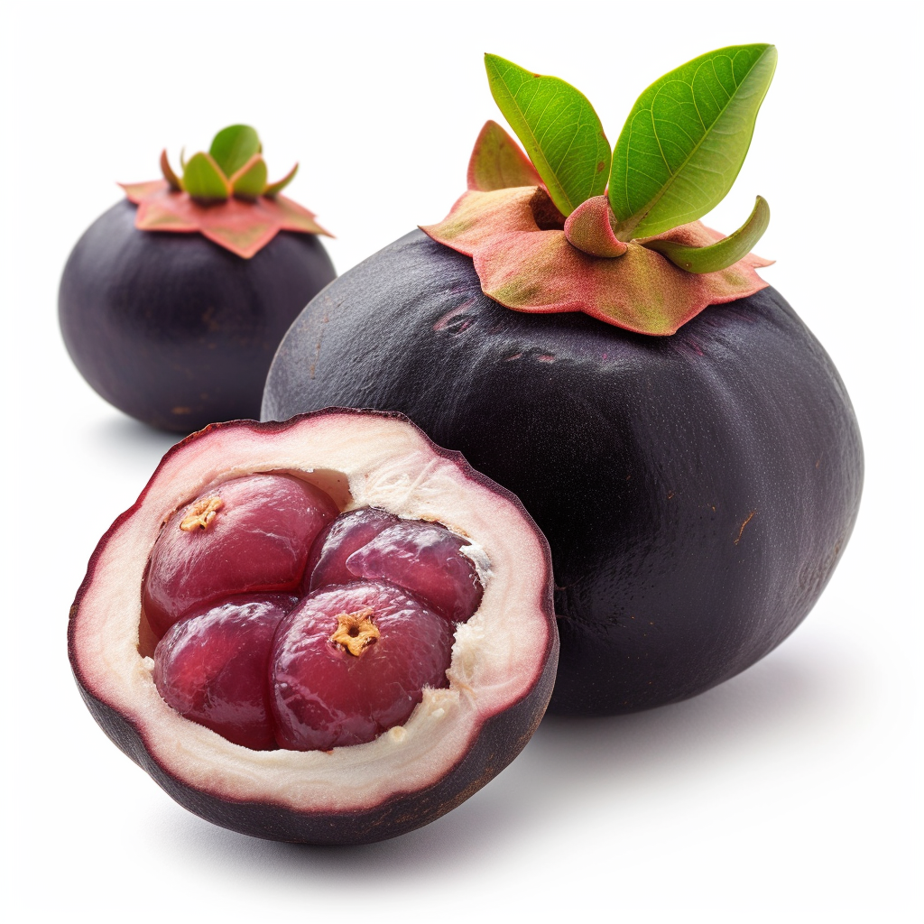 Mangosteen fruit on white background