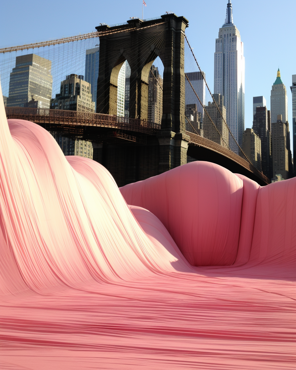 Pink plastic-covered infrastructure in Manhattan