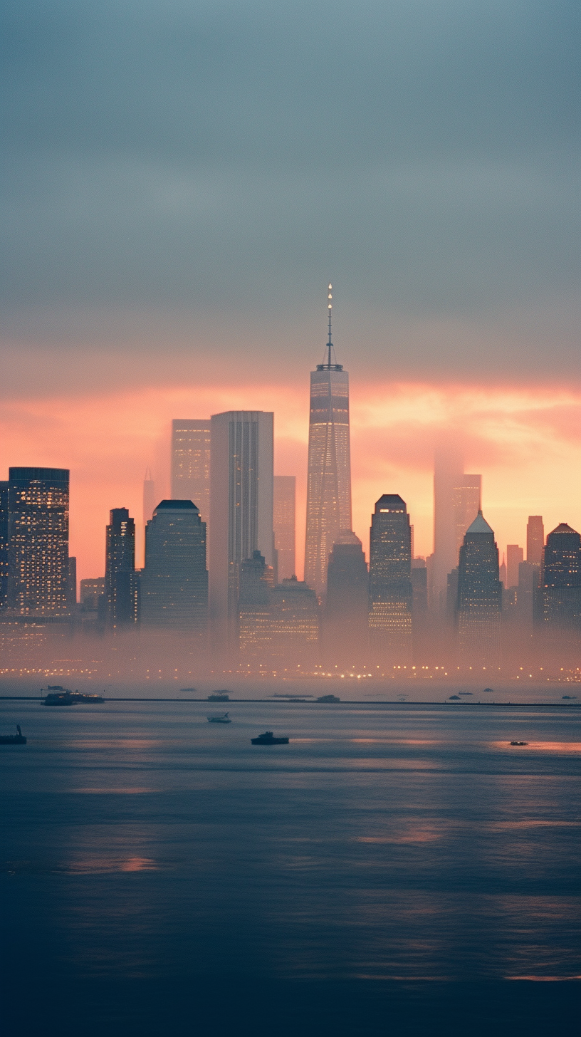 Faded Manhattan Skyline in Autumn