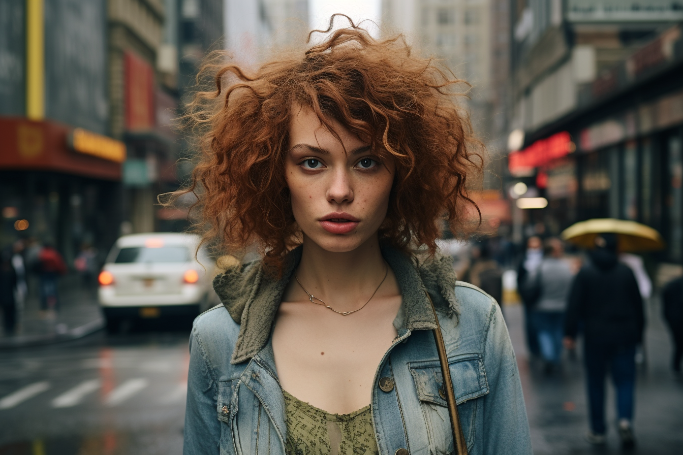 Fashionable woman walking in Manhattan