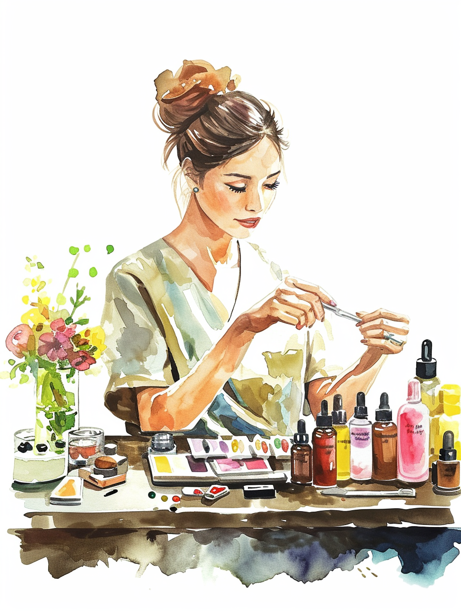 manicurist in essential oil uniform doing manicures