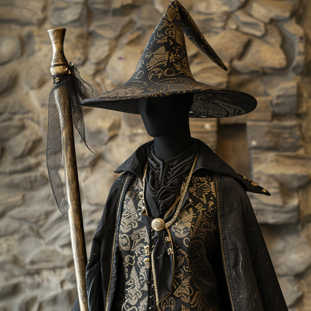 Fantasy-style Mannequin with Pointy Hat and Staff