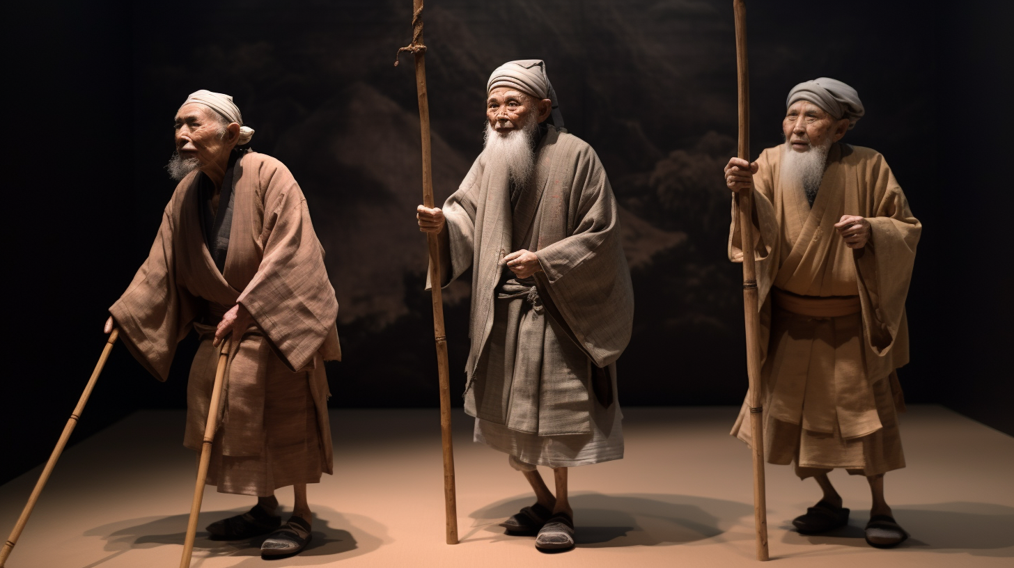 Old Manzai Trio Performing with Canes