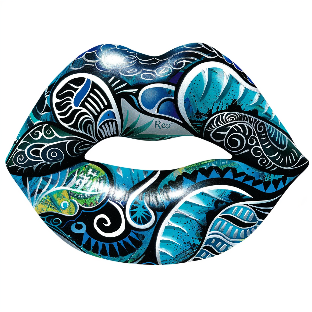 Maori pattern lips art design