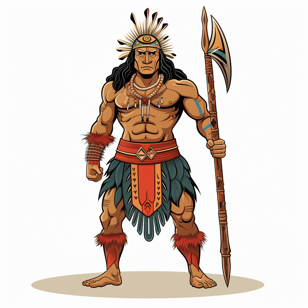 Nativ Maori warrior in comic style