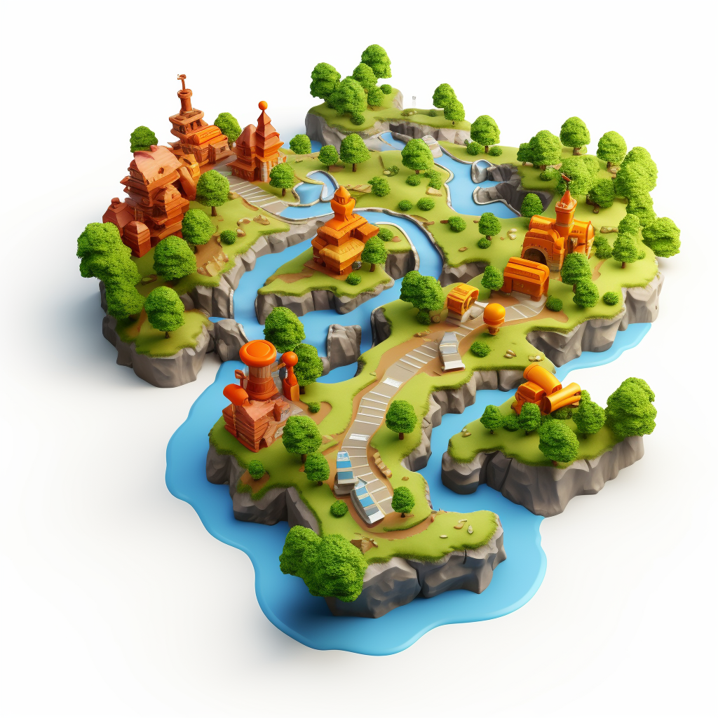 Colorful 3D Map for Gaming