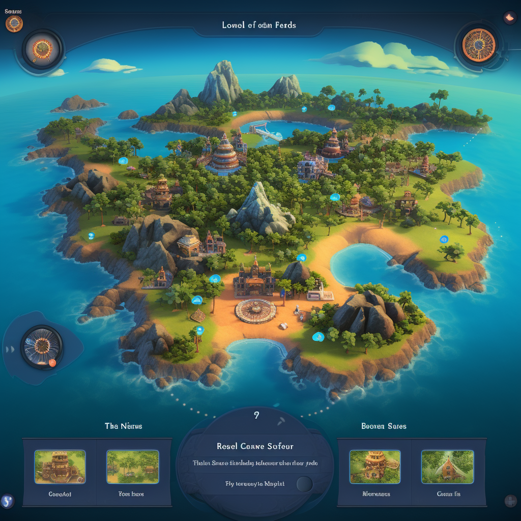 Interactive map of tropical islands for gaming