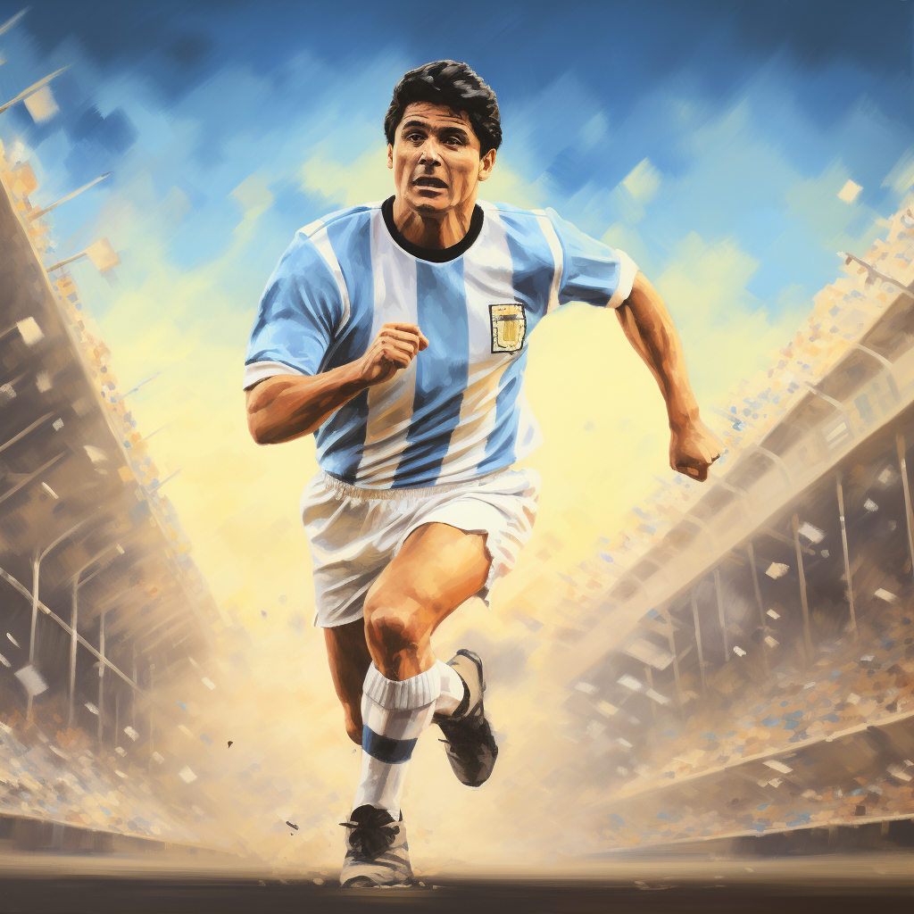 Maradona in Retro Soccer Poster