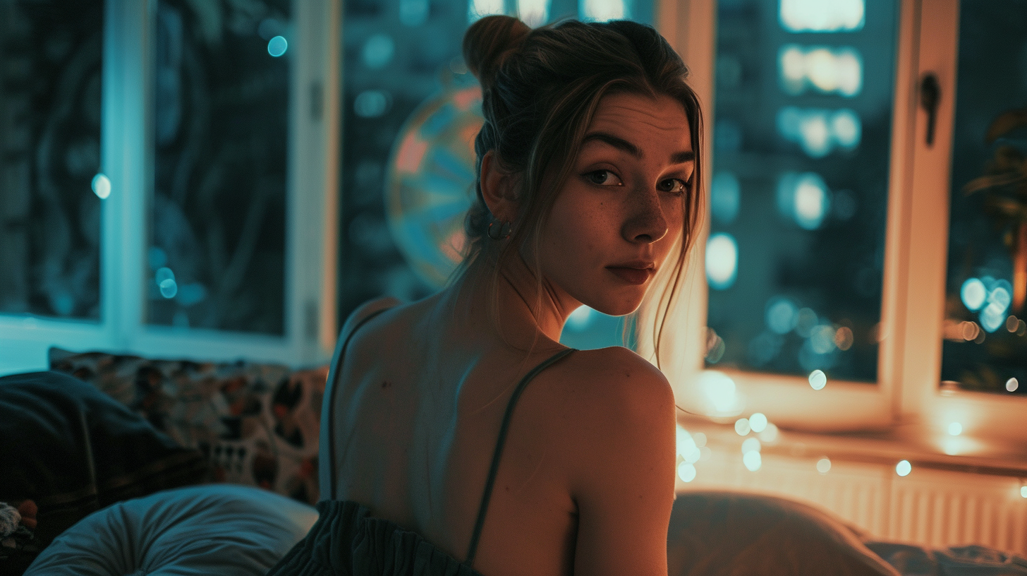 Beautiful hip woman in Paris apartment