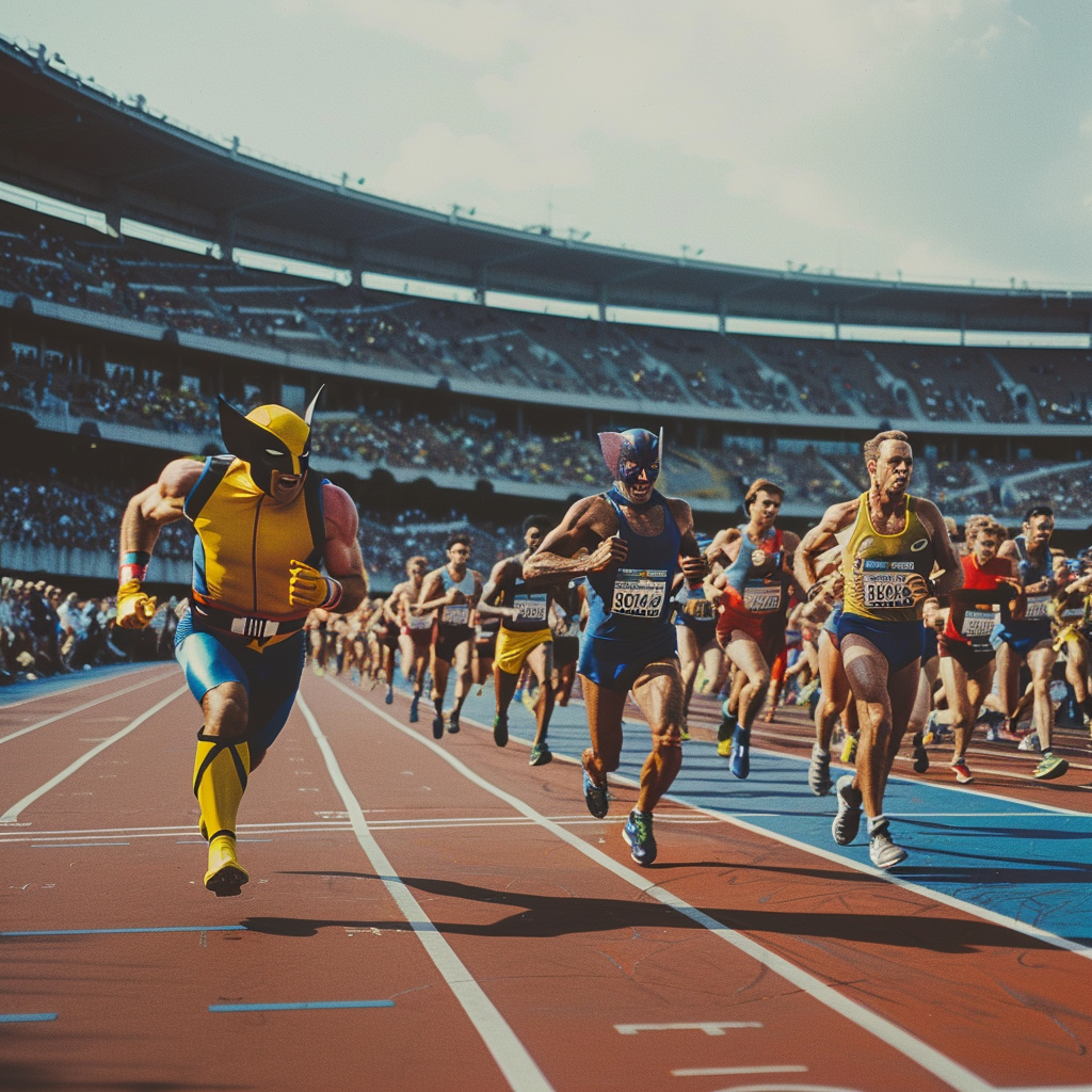 Marathon Runners with Wolverine