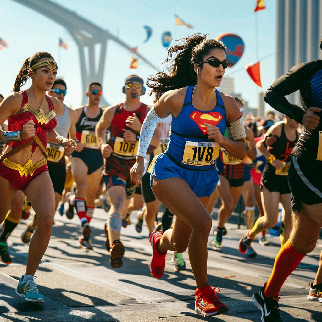 Wonder Woman and Nike Marathon Runners