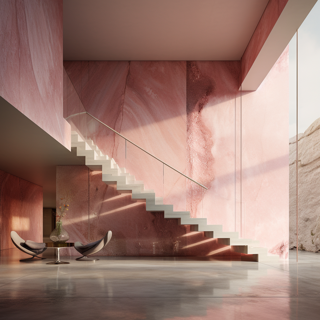 Beautiful marble stairs in soft pink