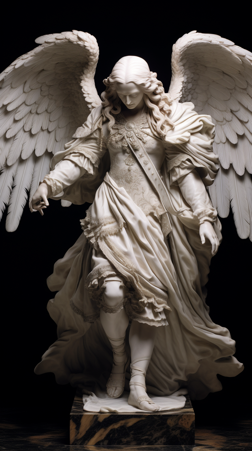 Beautiful marble statue with wings