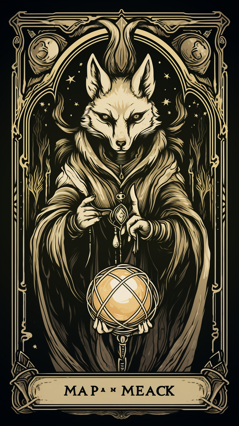 Marble style tarot card featuring Magick Fox