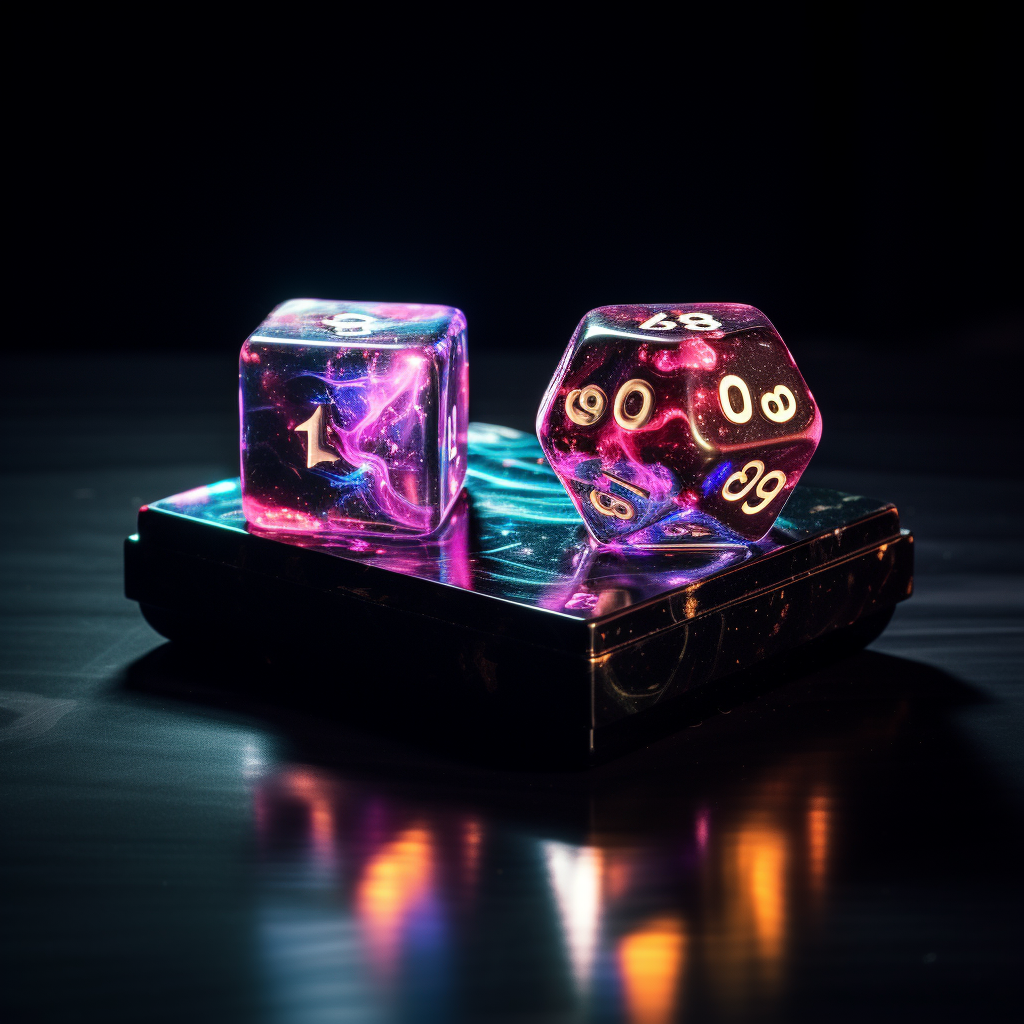 Holographic Table with Marbled Dices