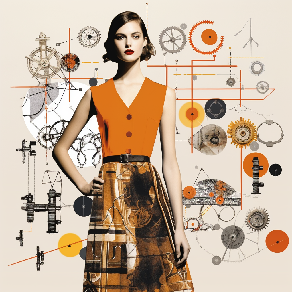 Abstract textile pattern with industrial elements