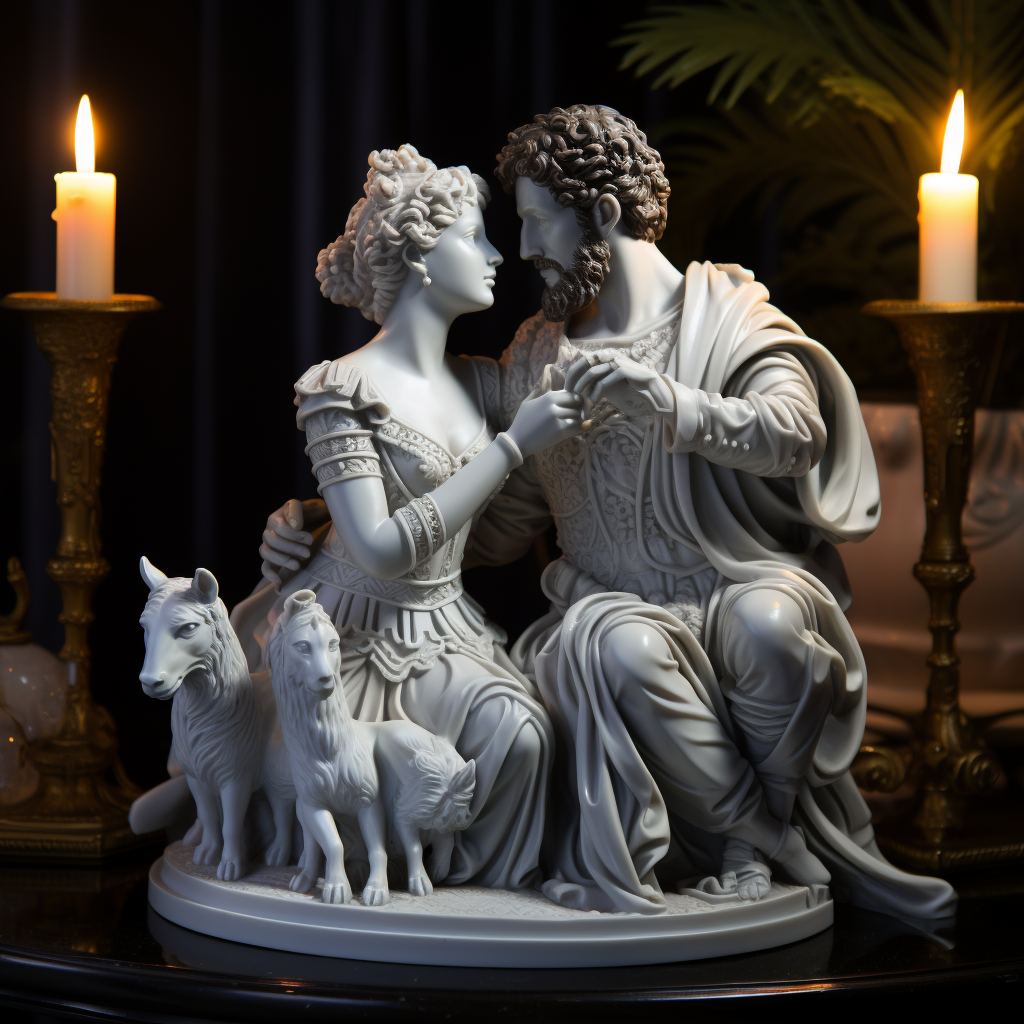 Marcus Aurelius and Goddess at Romantic Table