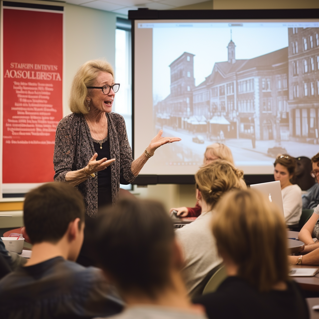 Margaret Wallace teaching a class at Boston University