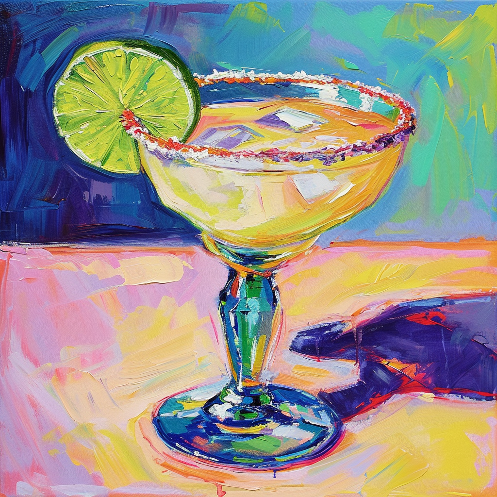 Acrylic margarita glass painting with salted rim