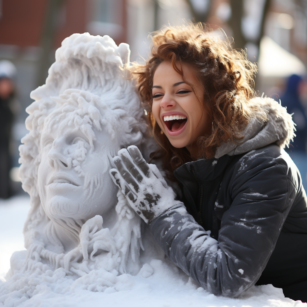 Mariah Carey frozen in ice sculpture