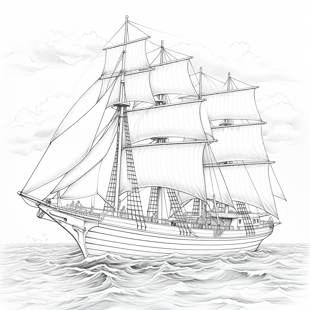 Marie Celeste Schooner sailing on calm ocean waves