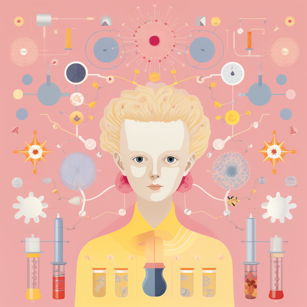 Marie Curie portrait in vibrant colors