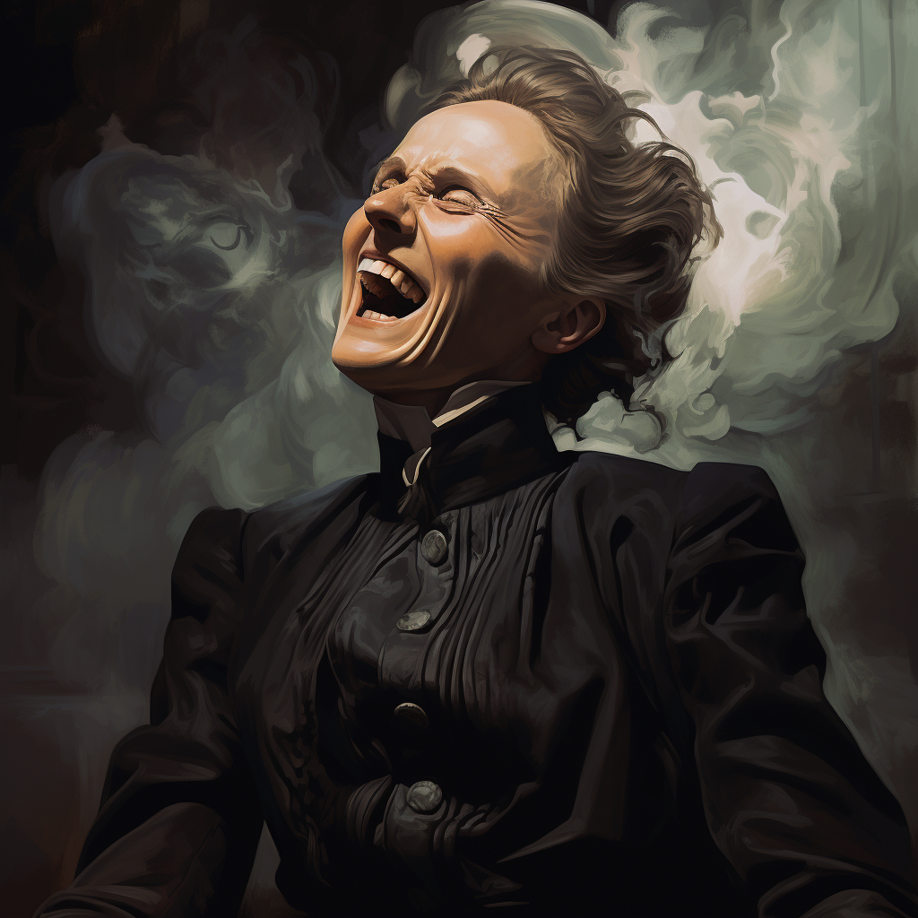 Marie Curie laughing maniacally photo