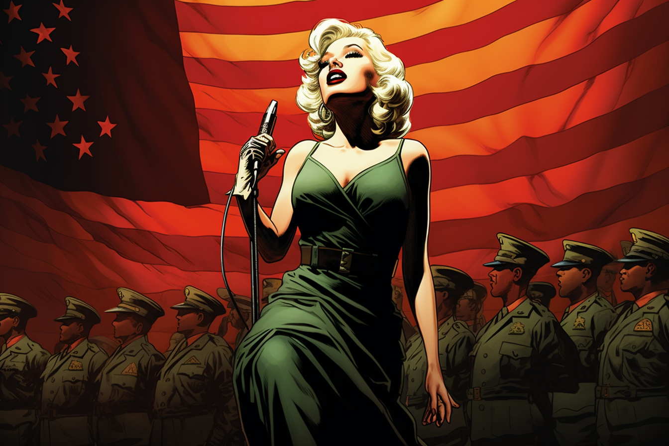 Marilyn Monroe performing for soldiers