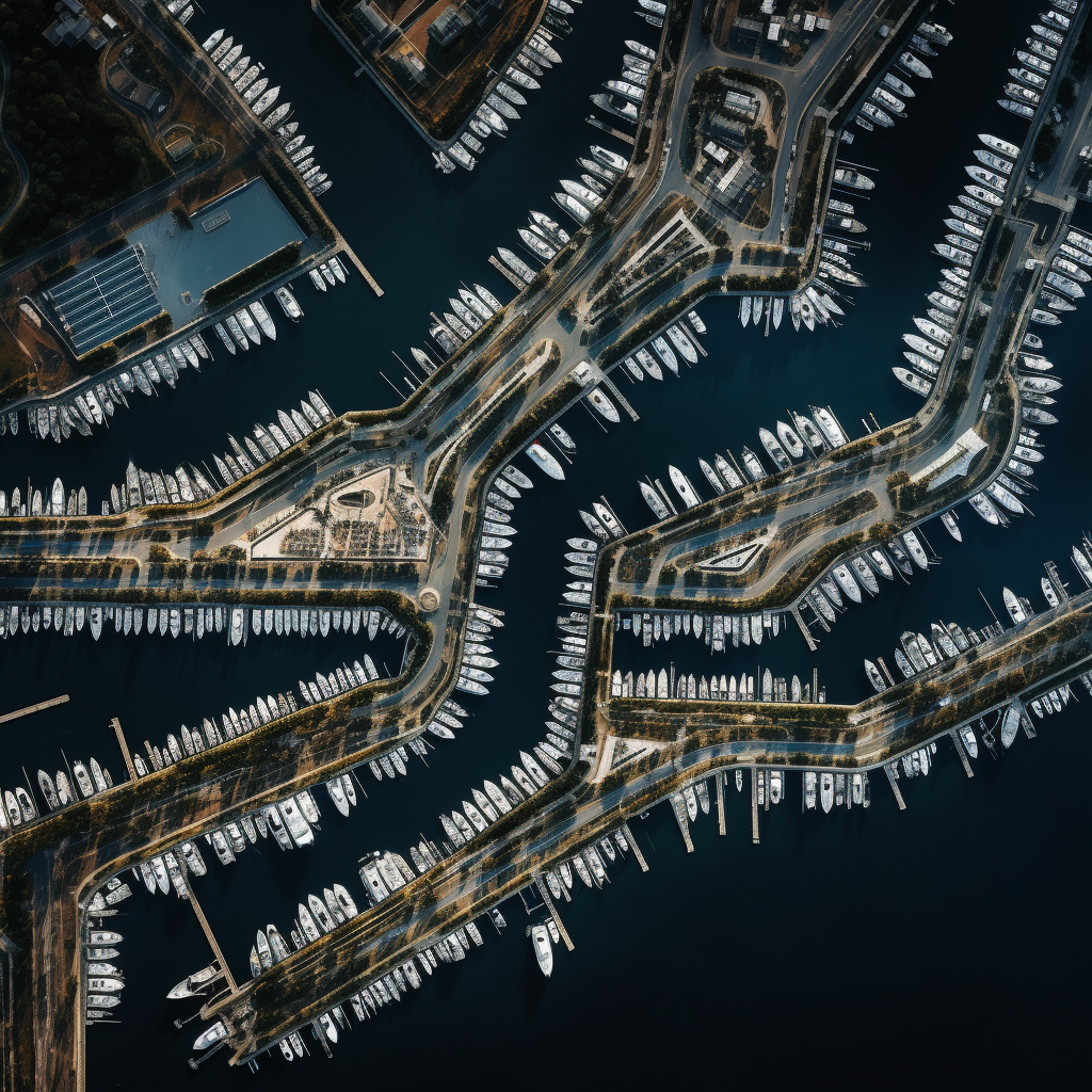 Aerial View of Hyperrealistic Marina