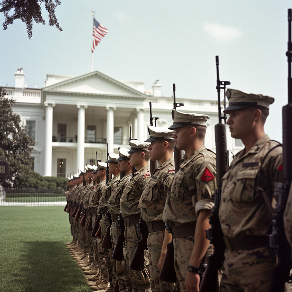 U.S. Marines guarding the White House