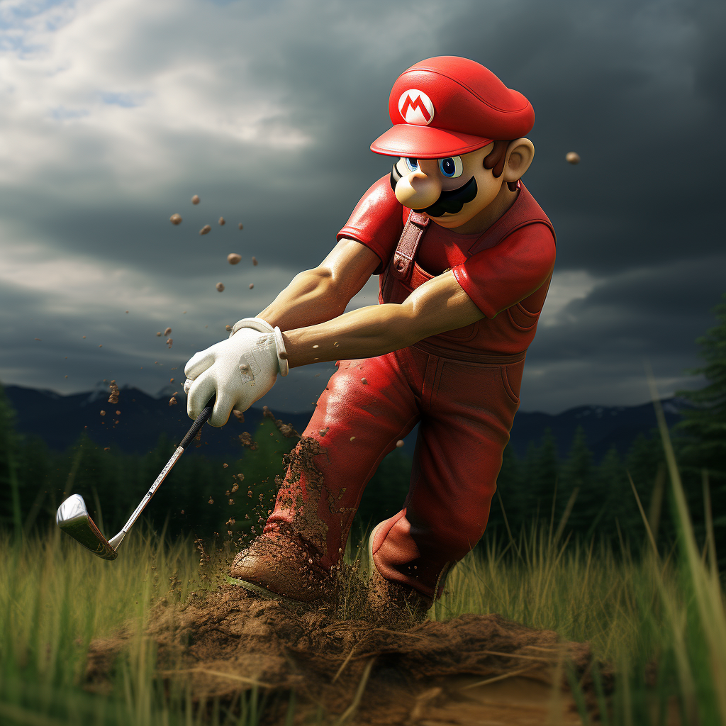 Mario golfing with enhanced realism