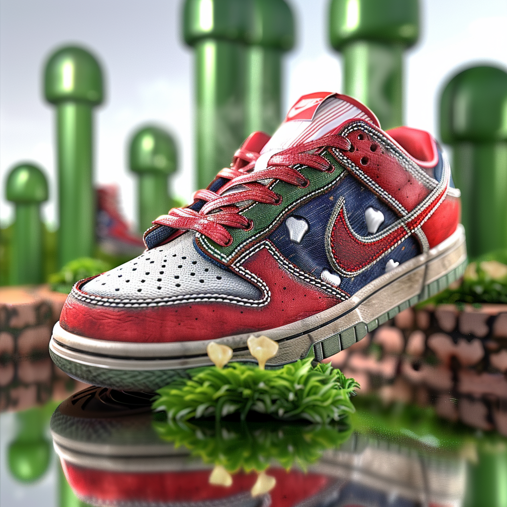 Elegant Mario Inspired Nike Dunk Low Shoe