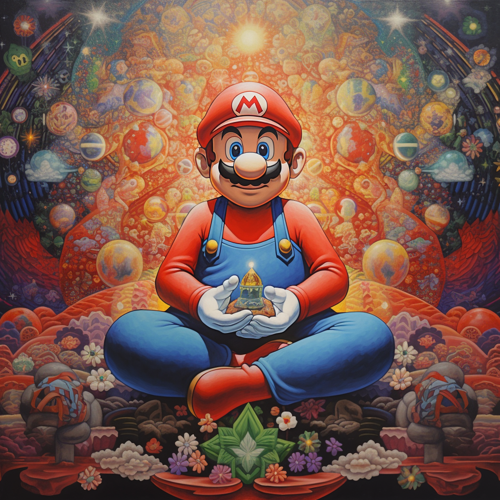 Mario Meditating amidst Chaos and Existentialism