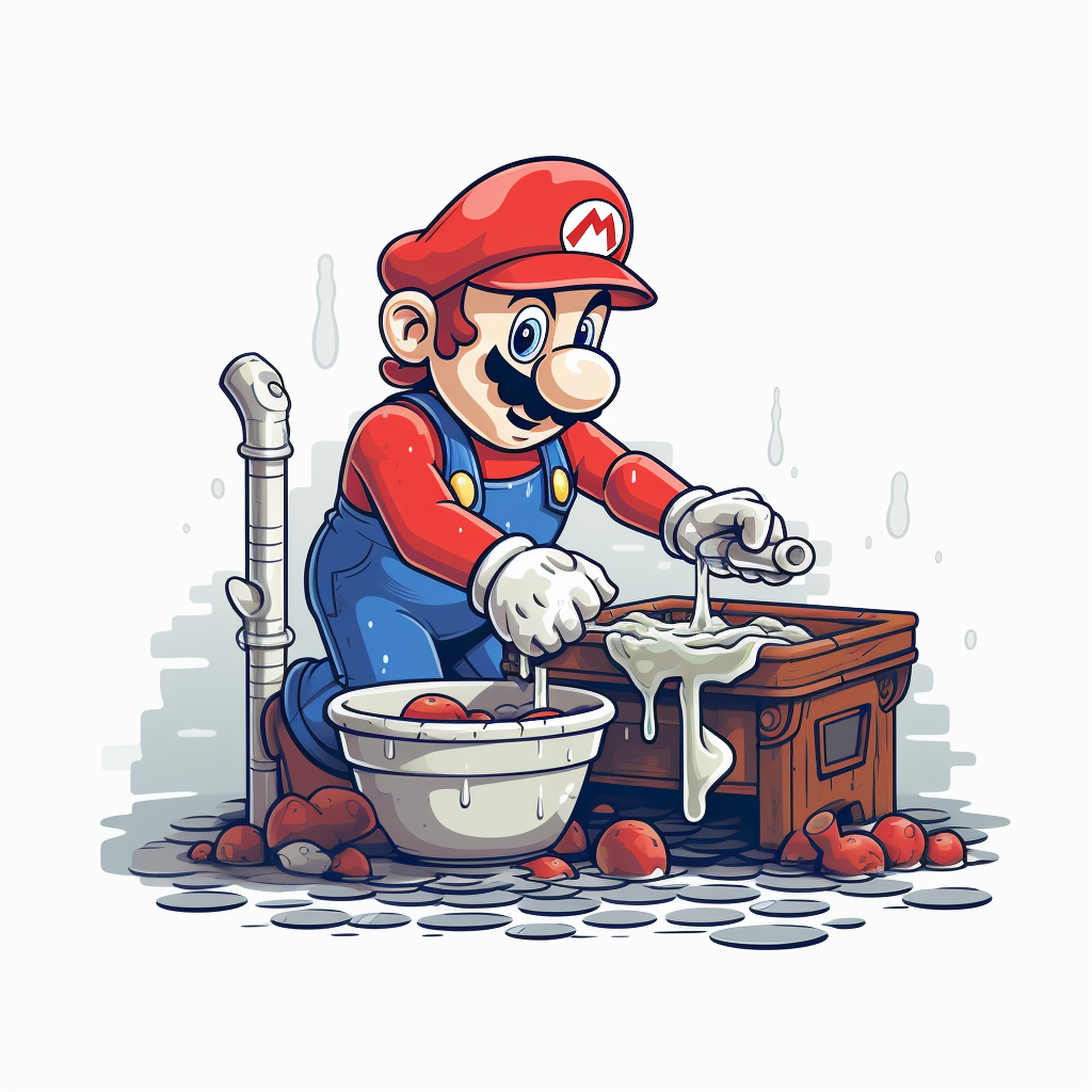 Pixel Art of Mario Washing Dishes