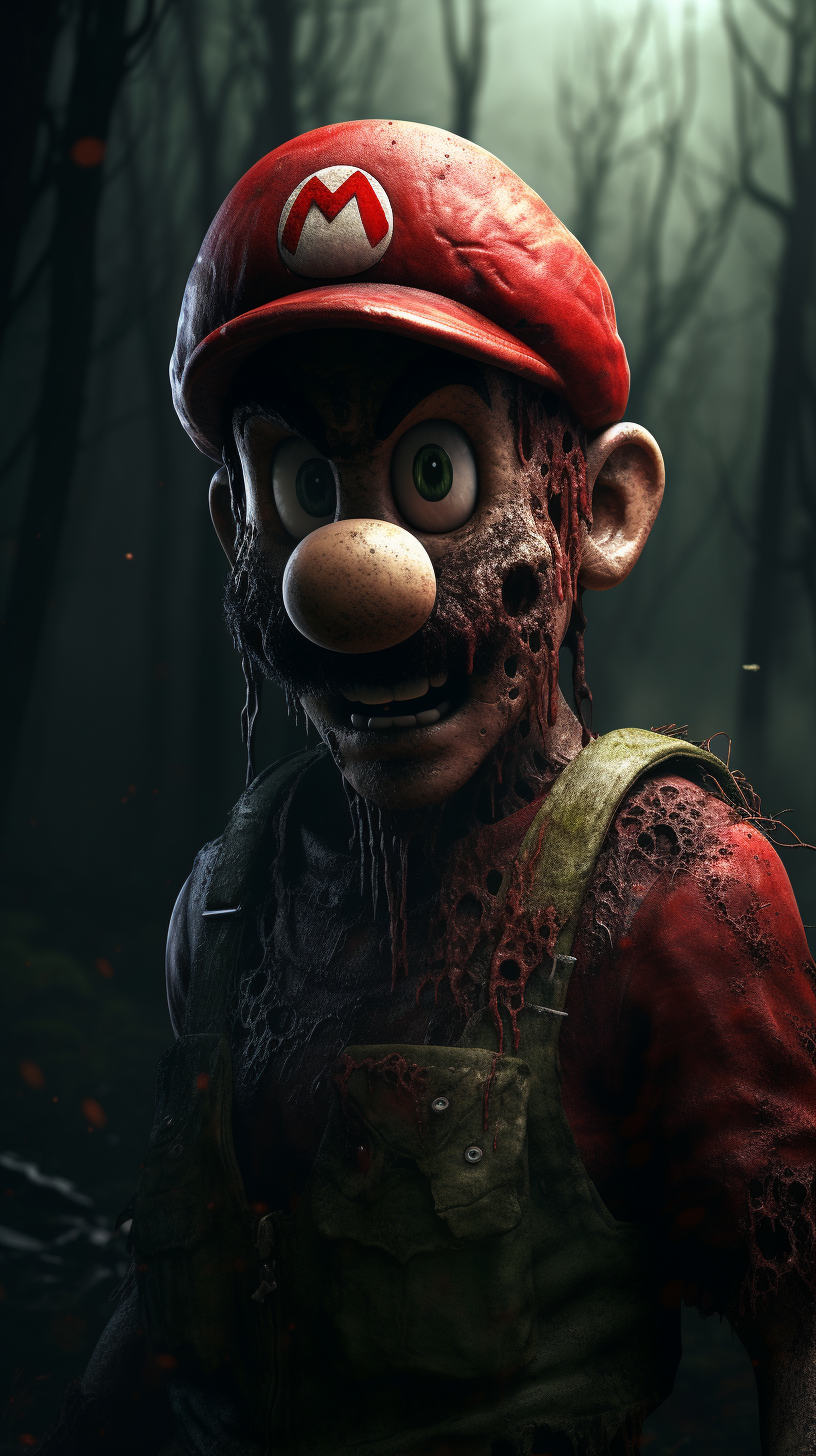 Image of Zombie Mario in Creepy Forest