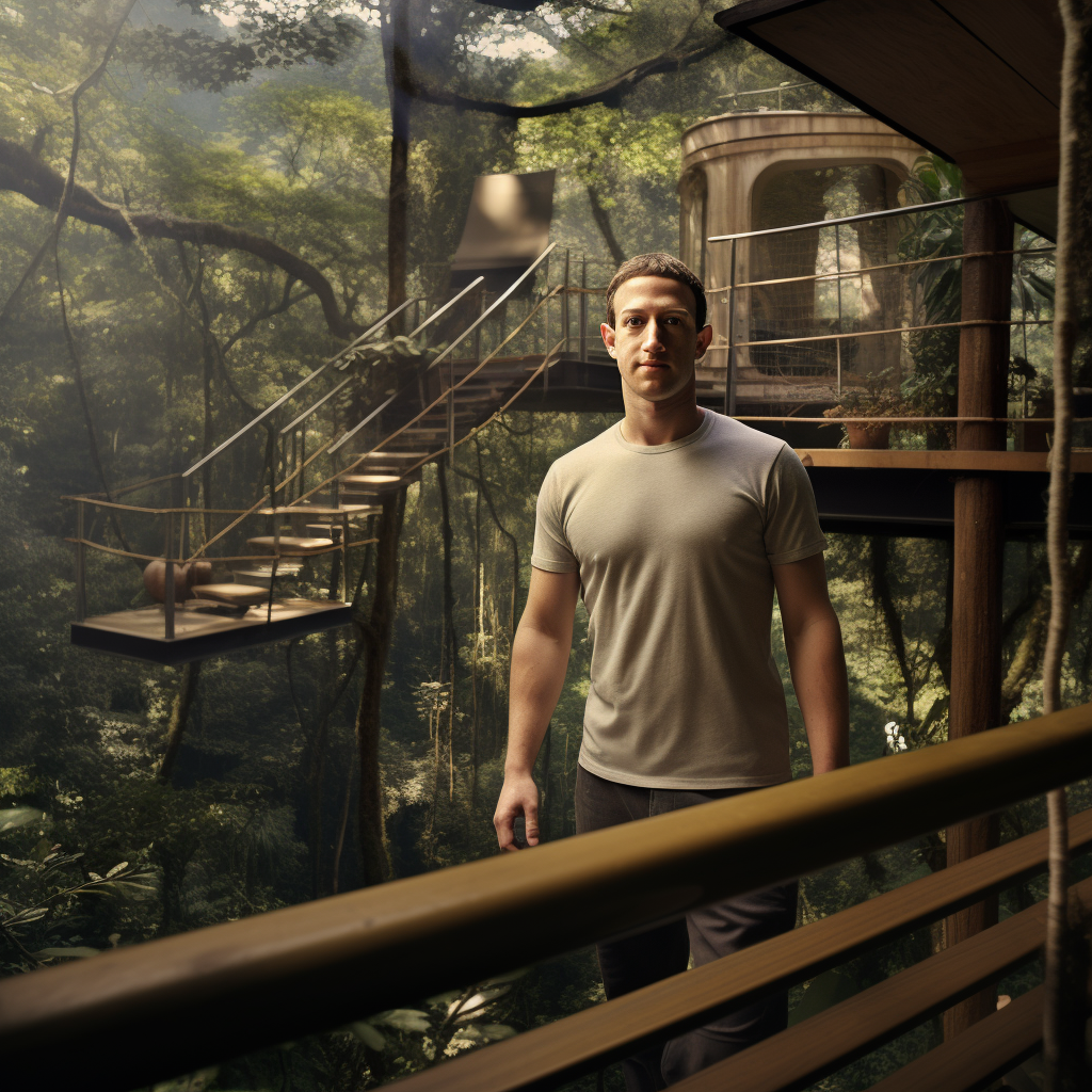 Mark Zuckerberg in jungle treehouse