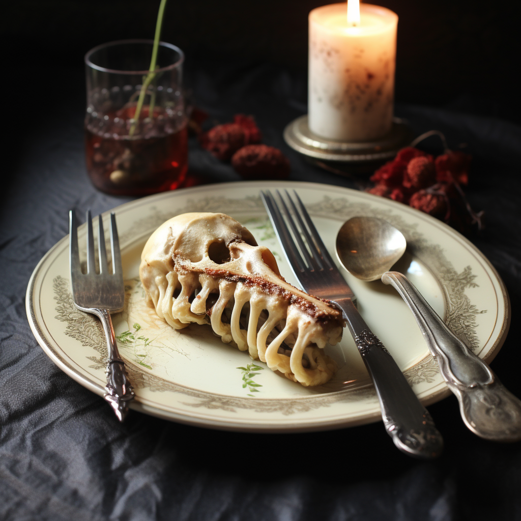 Realistic marrow bone on a plate