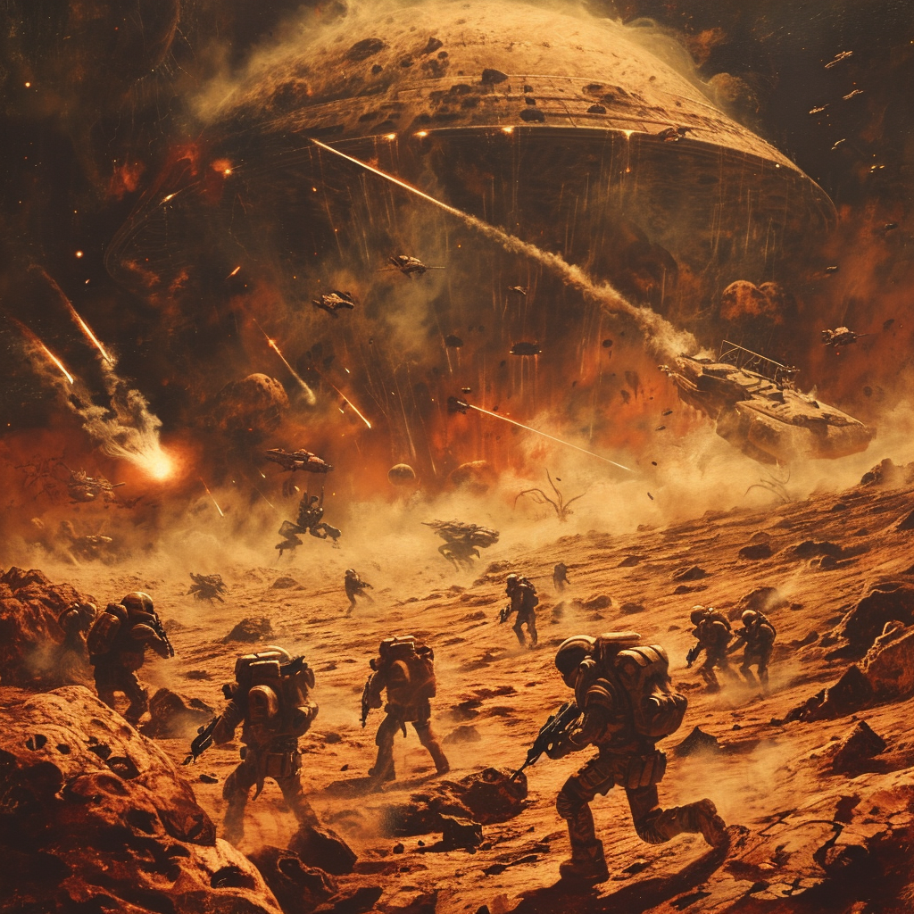 Mars battle with aliens and humans