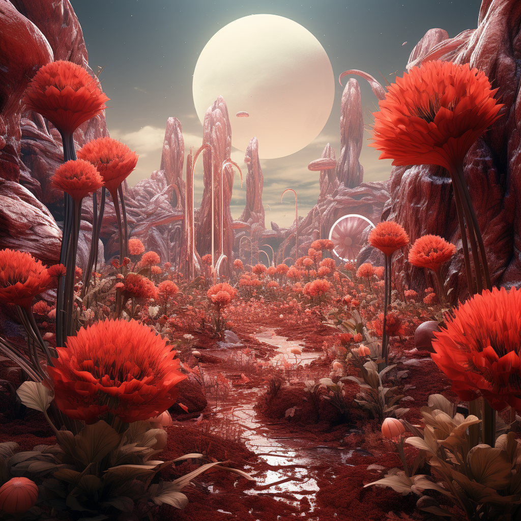 Vibrant garden blooming on Mars