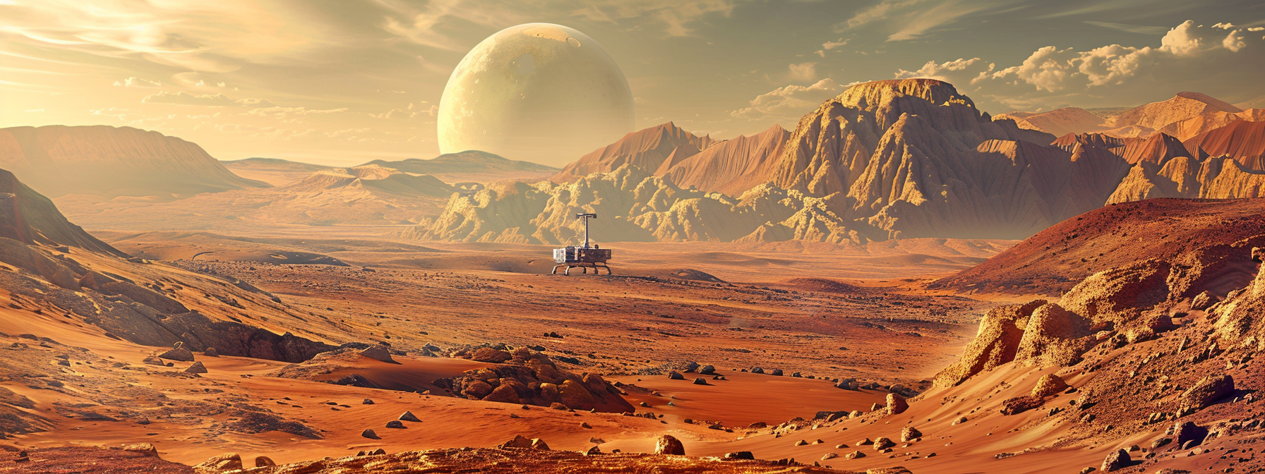 Mars landscape with rover background