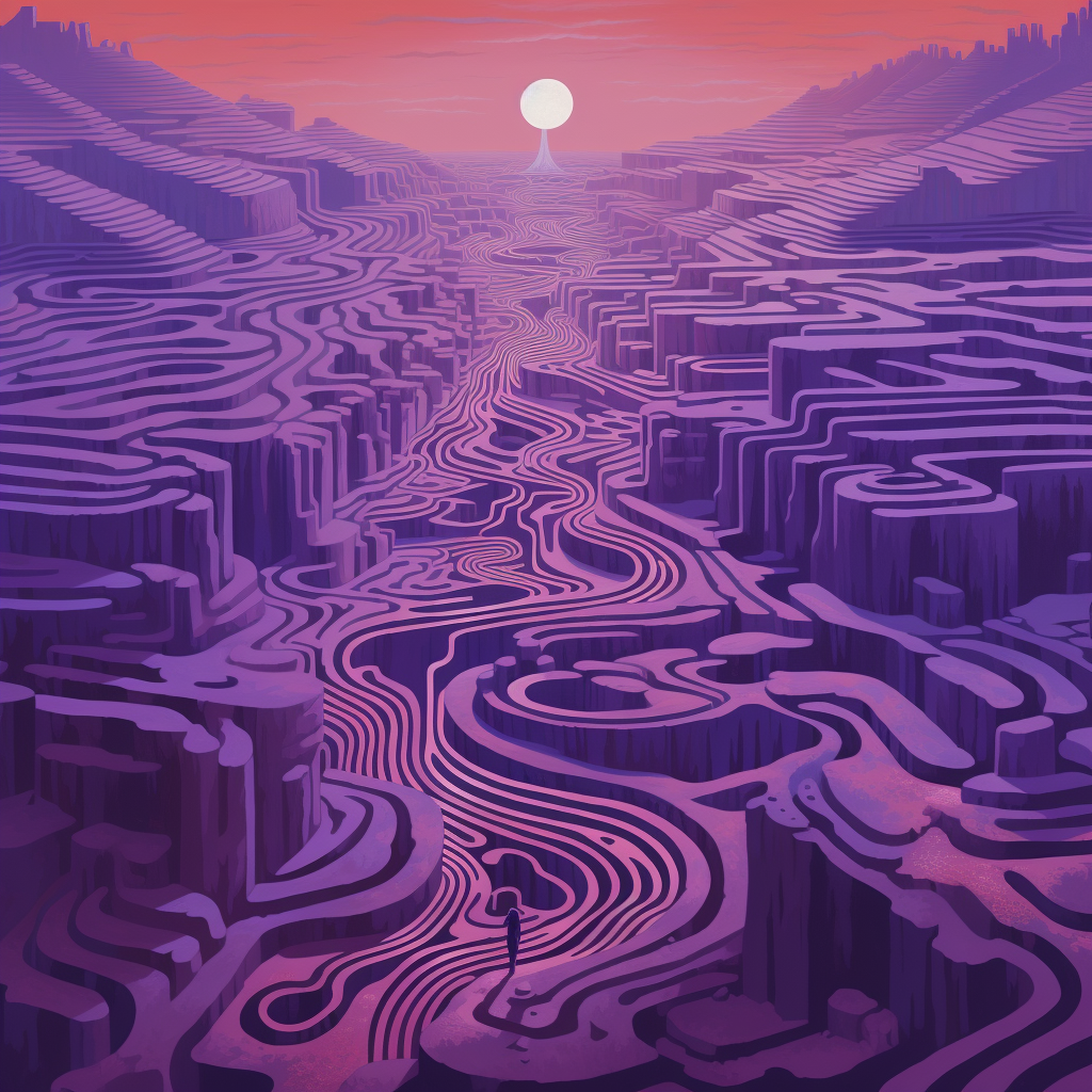 Mars Purple Maze in Moebius Style