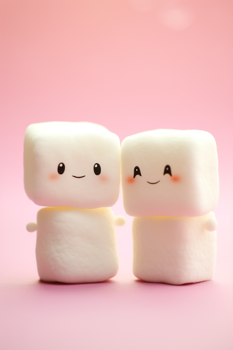 Marshmallow love couple on adorable background