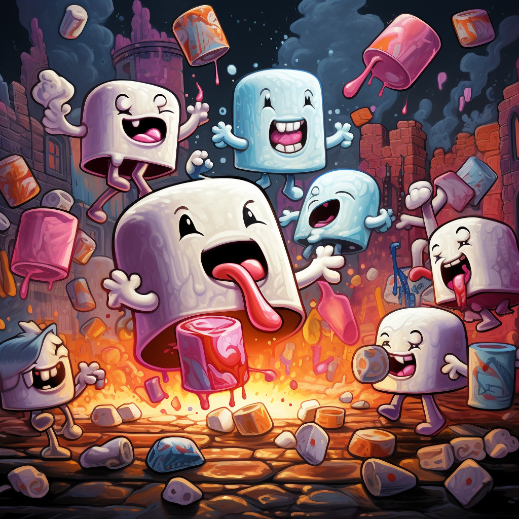 Colorful marshmallow riot artwork