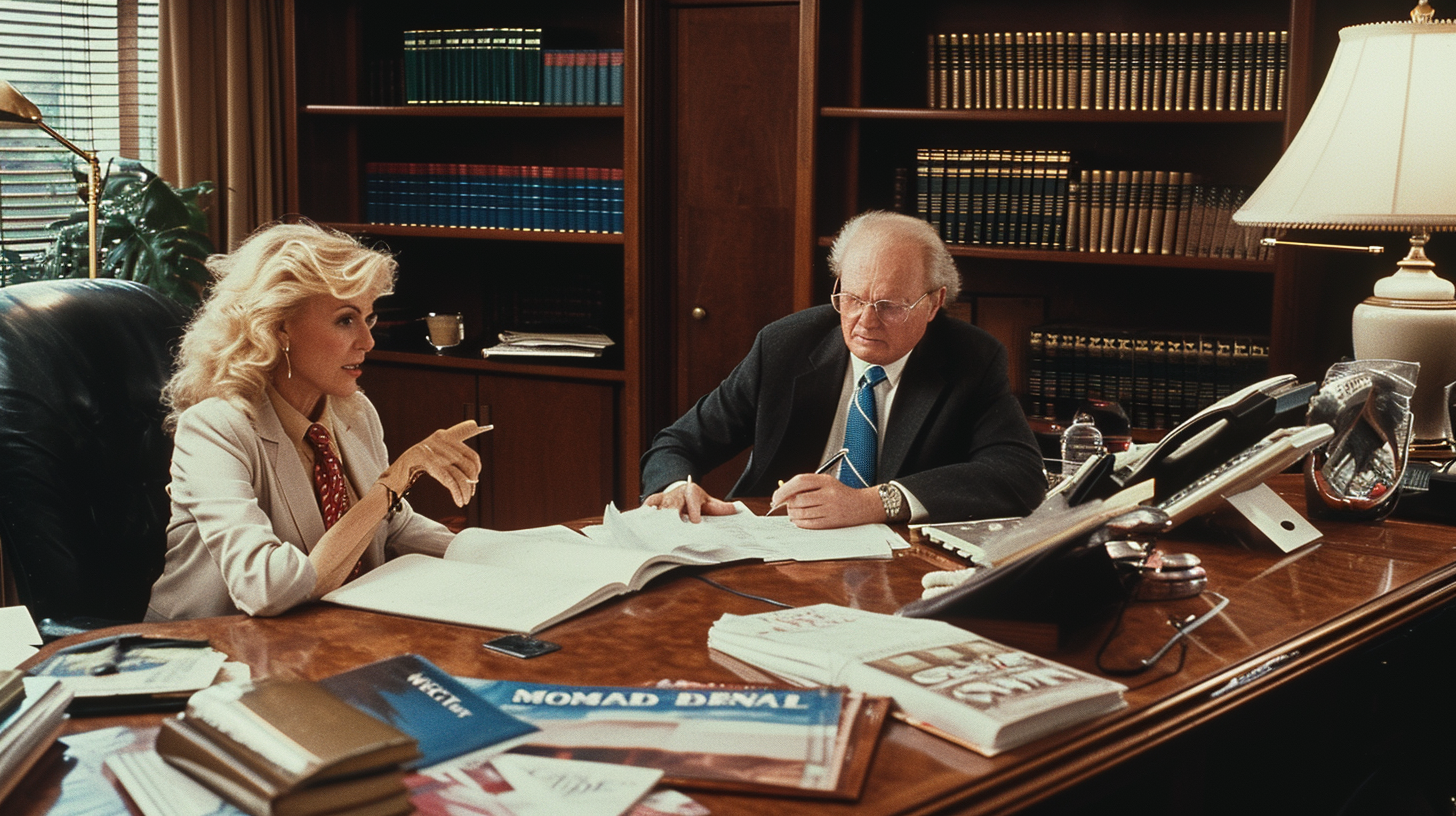 Martha Stewart pitching magazine design to Rupert Murdoch