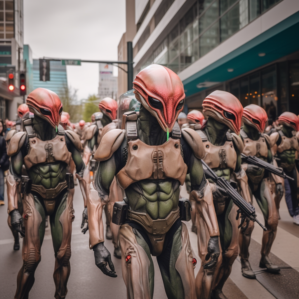 Martian army marching in Seattle