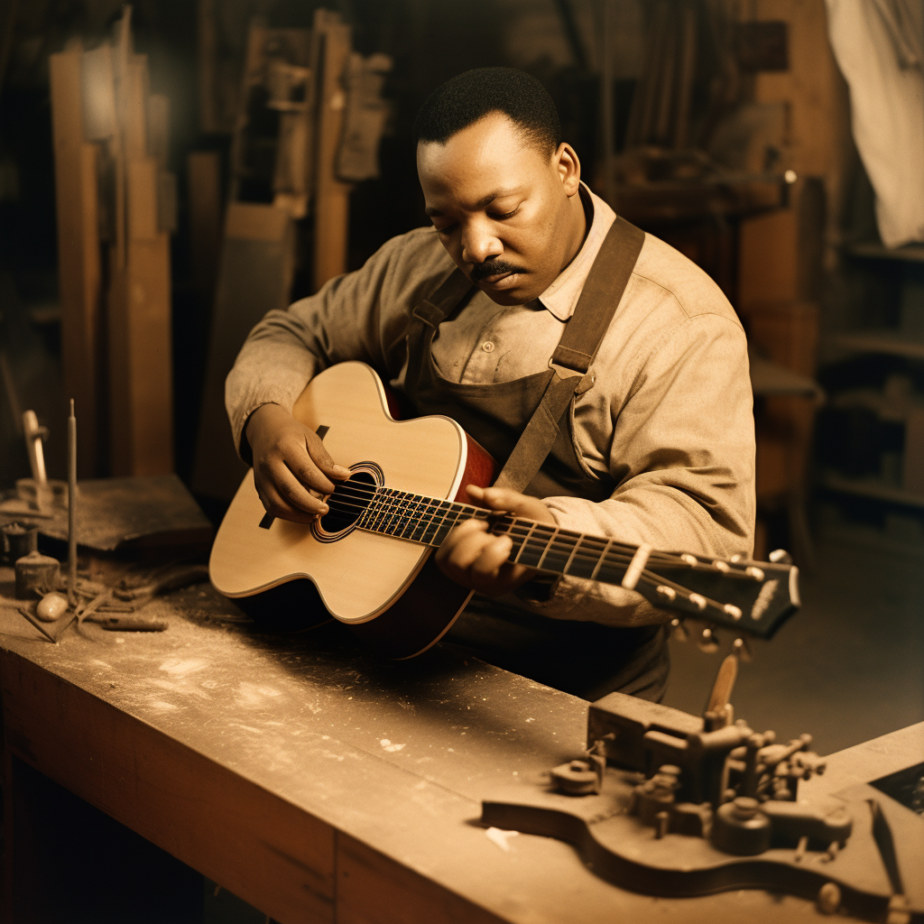 Martin Luther King working as luthier