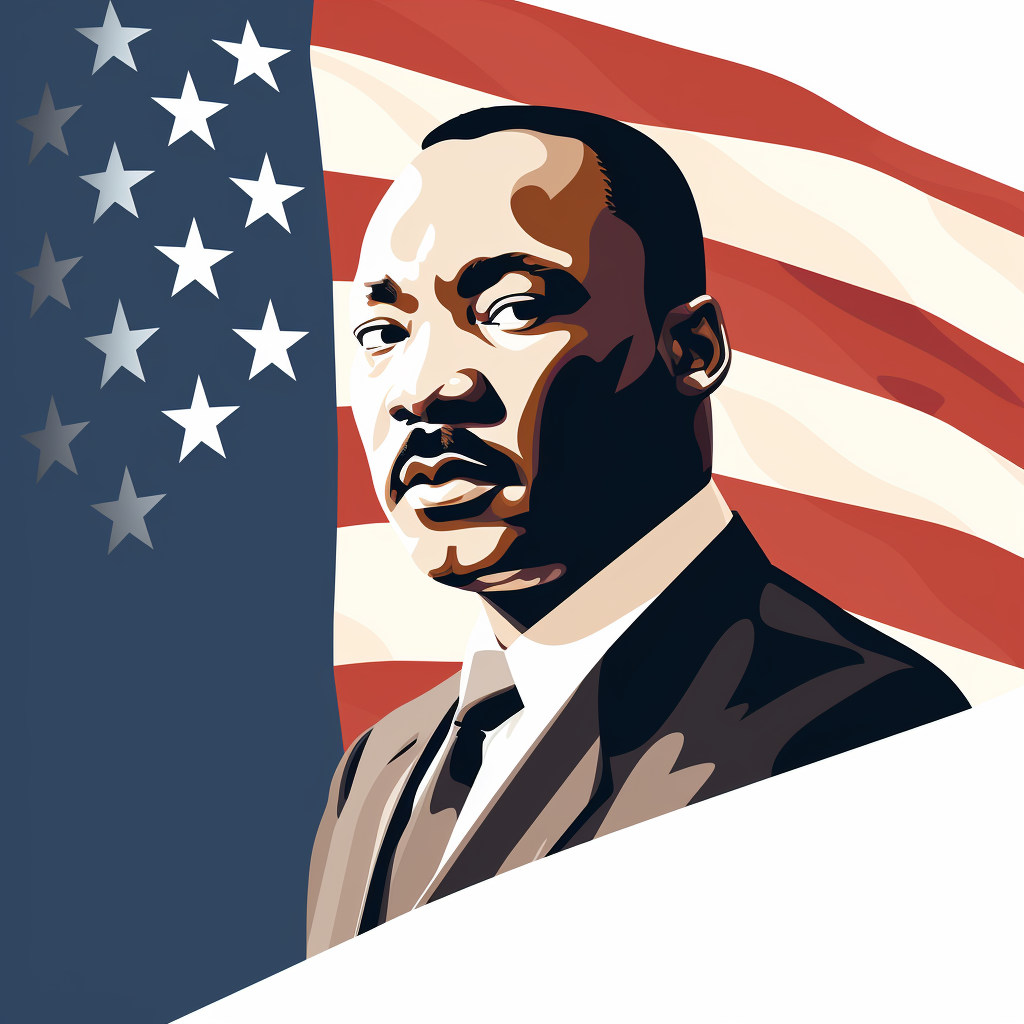 Martin Luther King with USA Flag: Symbol of Unity