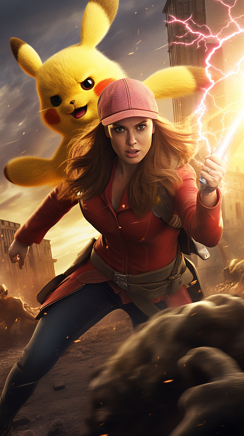 Scarlet Witch battling Pikachu in epic showdown